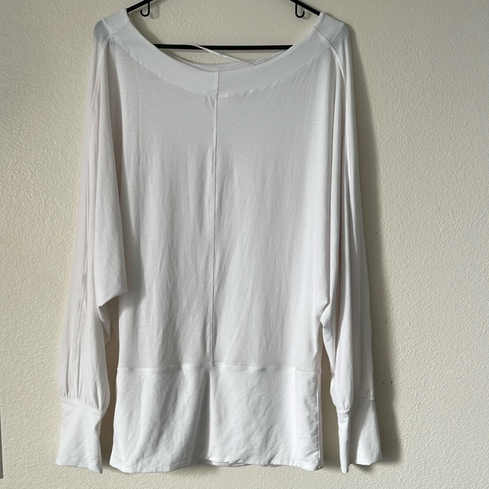 Free People FP Movement White Long Sleeve Workout Top size L